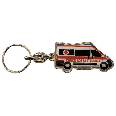 Portachiavi ambulanza CRI in metallo
